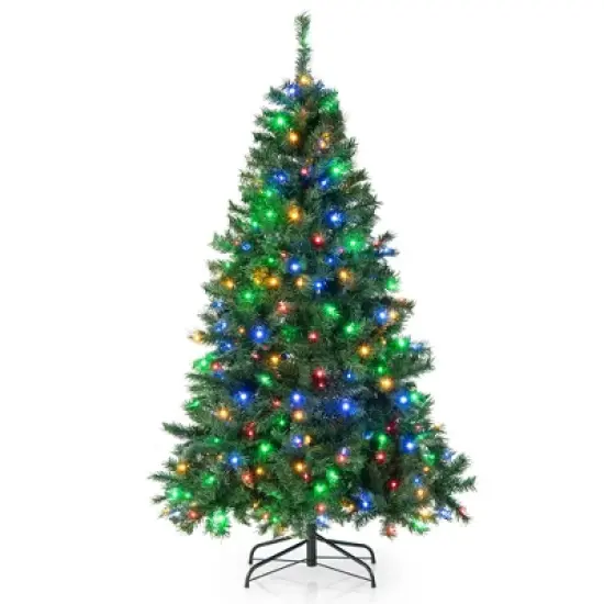 Costway 6FT/7FT Pre-Lit Hinged Christmas Tree with 260/350 Multi-Color Lights & 3-Minute Quick Shape No Fluffing Required image {10}