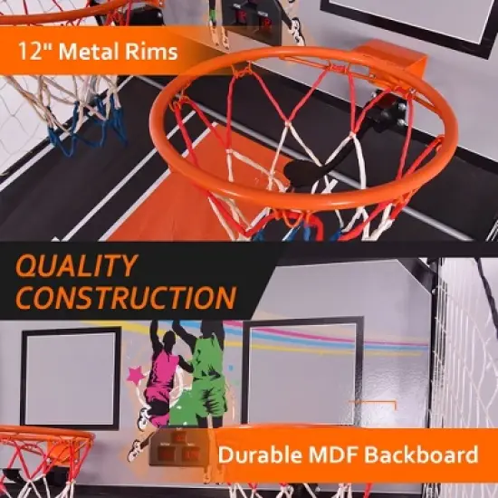 Costway Dual LED Electronic Shot Basketball Arcade Game with 8 Game Modes 4 Balls Foldable Grey/White image {5}