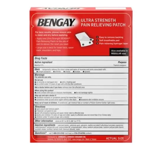 Bengay Pain Relieving Patch Ultra Strength Large, 4 Count image {1}