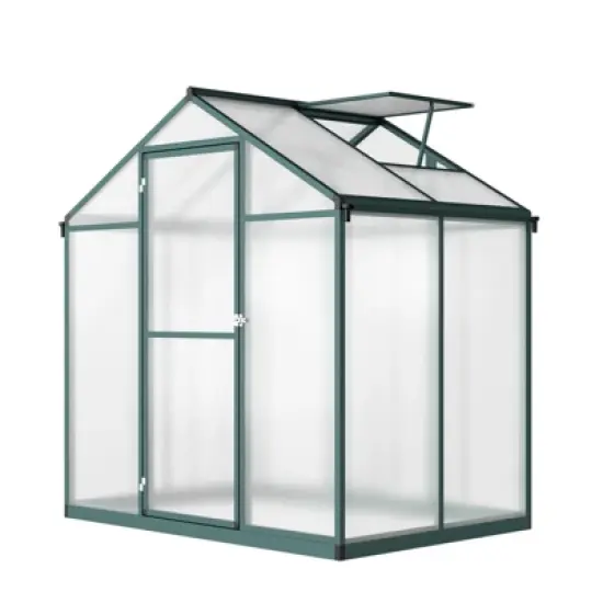 Heavy-Duty Greenhouse Aluminum Walk-In Greenhouse with Adjustable Ventilation and Lockable Door for Vegetables Herbs and Outdoor Plants Green image {8}