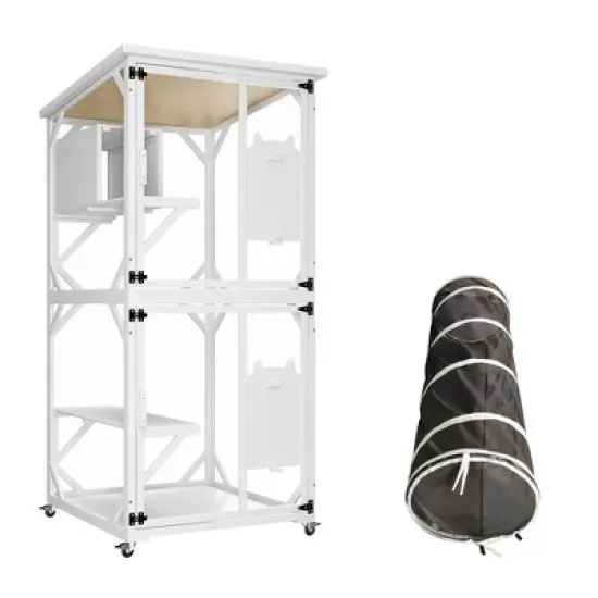 APRILSOUL Outdoor Cat Enclosure on Wheels, Large 71" Cats Patio House of Wooden, 4 Tiers Indoor Kitten Cage with Resting Box, Removable Wood Bottom image {9}