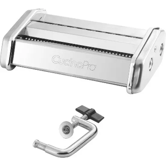 Cucina Pro Pasta Maker Machine- With Fettucine and Spaghetti Attachments, Rollers w/Adjustable Thickness Settings, Manual Hand Crank, Recipes image {2}