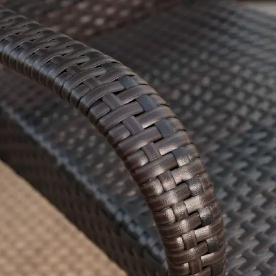 Salons 6pc Acacia & Wicker Dining Set - Teak/Brown - Christopher Knight Home image {2}