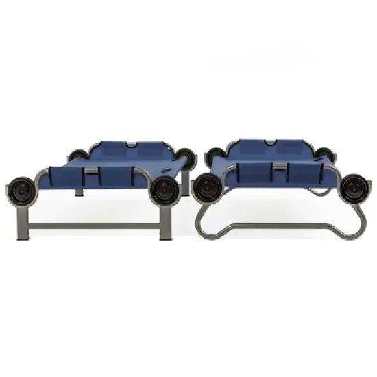 Disc-O-Bed Youth Kid-O-Bunk 62 x 28 Inch Portable Folding Bunked Double Camping Cot Bed with 2 Organizers and 2 Carry Bags, Navy Blue image {2}