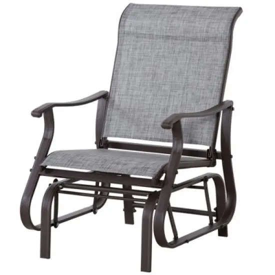 Outsunny Outdoor Glider Chair, Gliders for Outside Patio with Steel Frame and Mesh Fabric for Backyard, Garden, and Porch, Gray image {1}