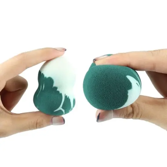 Unique Bargains Soft Sponge Egg Puff Loose Powder Blender Beauty Makeup Tool Sponge Pink Green 3 Pcs image {4}