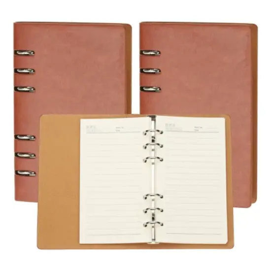 Unique Bargains Refillable PU Leather 6 Ring Hardcover Durable Notebook 2 Pcs image {5}