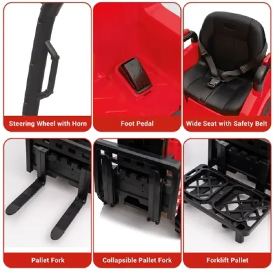 12V Kids Ride On Forklift Car with Tent, Electric Ride On Construction Car Toy for Toddles with Remote Control image {4}