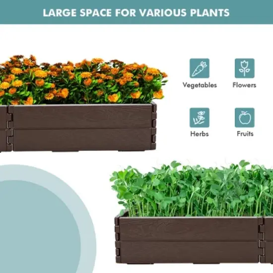 Costway Raised Garden Bed Set for Vegetable Flower Gardening Planter Brown image {6}