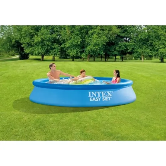 Intex Easy Set Inflatable Puncture Resistant Circular Above Ground Portable Outdoor Family Swimming Pool with Filter image {2}