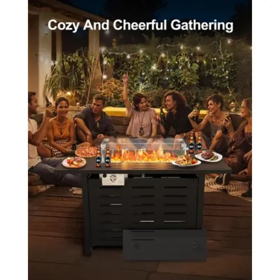 Rectangular Gas Fire Pit Table &ndash; Double-Door Storage, CSA-Certified, Waterproof for Patio/Deck/Garden image {3}