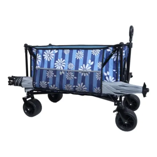 FATMOON Heavy-Duty Folding Beach Wagon Cart 480lbs Capacity with All-Terrain Wheels & Waterproof Picnic Mat | Ideal for Camping, Picnic, Beach image {11}