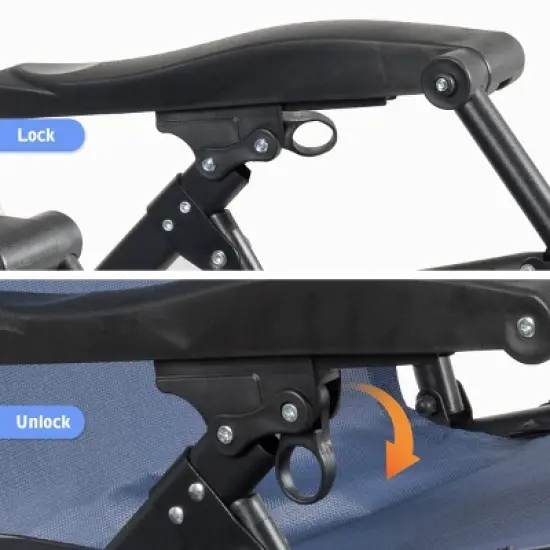 Tangkula Oversized Zero Gravity Lounge Chair Folding Recliner w/ Cup Holder & Pillow, Navy Blue image {4}