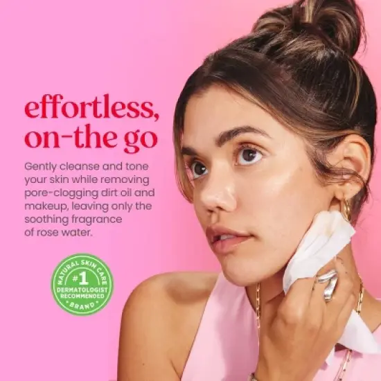 Burt's Bees Facial Cleansing Towelettes Micellar Makeup Remover Wipes - Rose - 30ct image {4}