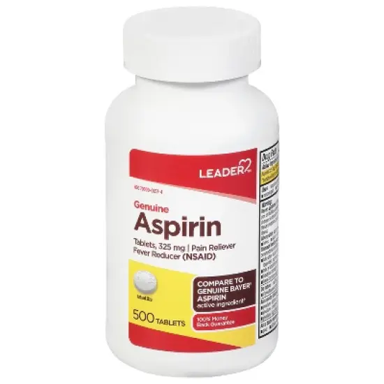 Leader Aspirin, Genuine, 325 mg, Tablets image {8}