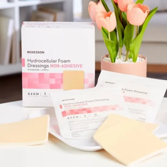 McKesson Foam Dressing, Film Backing, 4 x 4 in image {4}