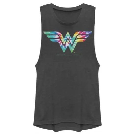 Junior's Justice League Tie Dye Logo Festival Muscle Tee image {3}