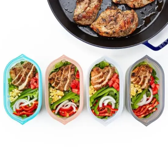 Zip Top 32oz Reusable 100% Platinum Silicone Container Large - Clear: Microwave & Freezer Safe Storage image {4}