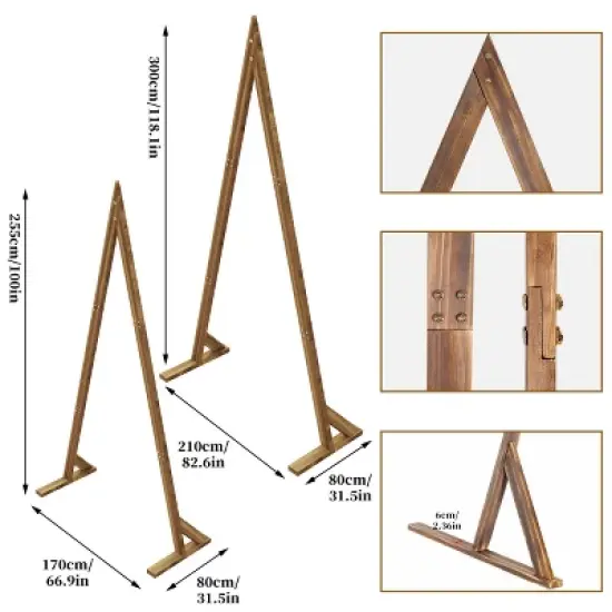 Artloge 2 PCS Heavy Duty Nesting Triangle Wedding Arch Backdrop Stand Ceremony Archway Backdrop Frame for Outdoor Garden Wedding Background Decor image {1}