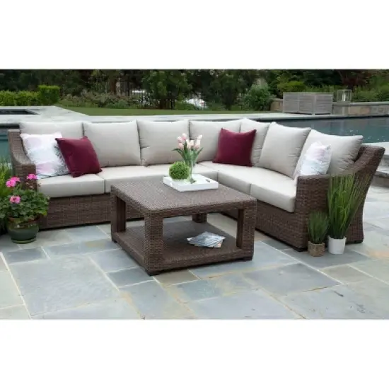 Alder 5pc Sunbrella Sectional Set Beige - Canopy Home and Garden image {1}