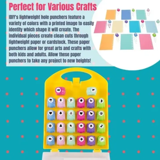 Scrapbook Paper Punch 26pc Mini Paper Hole Punchers w Case- All Different Crafting Designs Hole Punch for Cards, Scrapbooking, Arts & Crafts, Projects image {2}