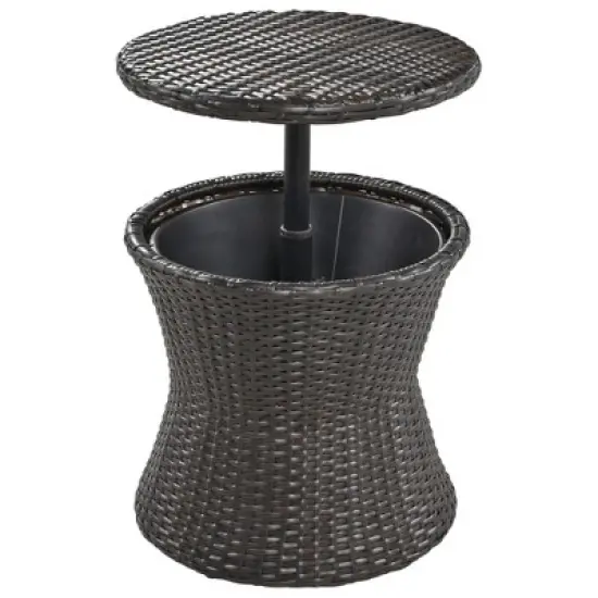 5-Piece Patio Conversation Set with 2 Ottomans, Outdoor Furniture Bistro Set with Wicker Cool Bar Table 4A - ModernLuxe image {6}