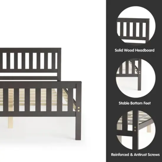Costway Full Wood Platform Bed with Headboard and Footboard Mattress Foundation image {5}