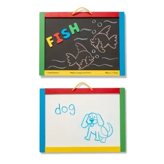Melissa & Doug Magnetic Chalkboard and Dry-Erase Board With 36 Magnets, Chalk, Eraser, and Dry-Erase Pen image {5}