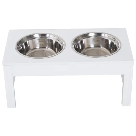 PawHut 23" Modern Decorative Dog Bone Wooden Heavy Duty Pet Food Bowl Elevated Feeding Station image {5}