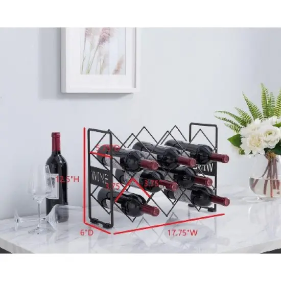 Kings Brand Furniture - Countertop Tabletop Wine Rack, Wine Bottle Storage Holder Stand for Home Kitchen & Bar - Pewter - No Assembly Required image {3}