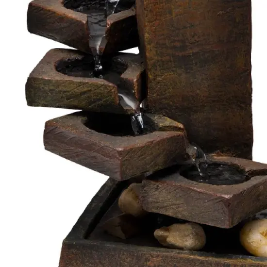 11" Resin Tiered Stone Eternity Tabletop Fountain Brown - Alpine Corporation image {5}