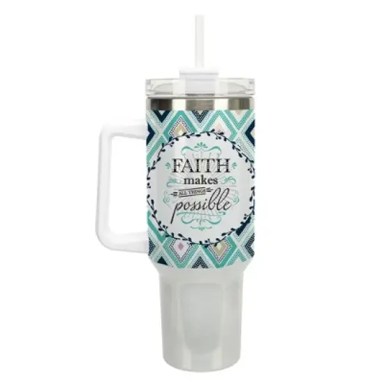 Elanze Designs Faith Makes All Things Possible 40 oz. Stainless Steel, Large Water Bottle Coffee Mug, Spill & Leak Resistant, Thermal Travel Tumbler image {1}
