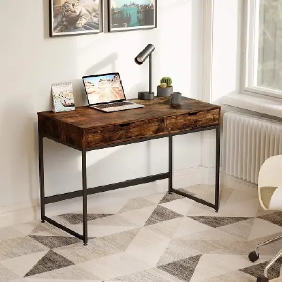 Bestier Office Writing Computer Workstation Desk w/ 2 Drawers image {2}