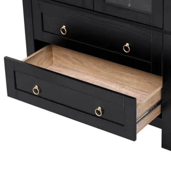 Bella Depot Farmhouse 71"H Arched Kitchen Pantry Cabinet with Drawers and Adjustable Shelves, Glass Doors image {13}