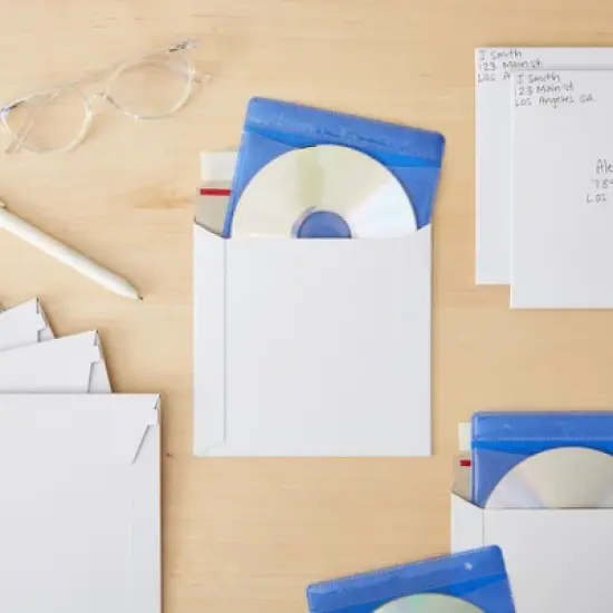 Juvale 100 Pack 6x6 Rigid Mailers - 450 GSM Thick Self Sealing Stay Flat Cardboard Envelopes for Mailing CDs, DVDs (White) image {2}