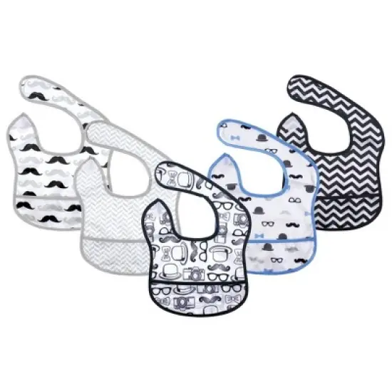 Hudson Baby Infant Boy Waterproof Polyester Bibs 5pk, Gentleman image {3}