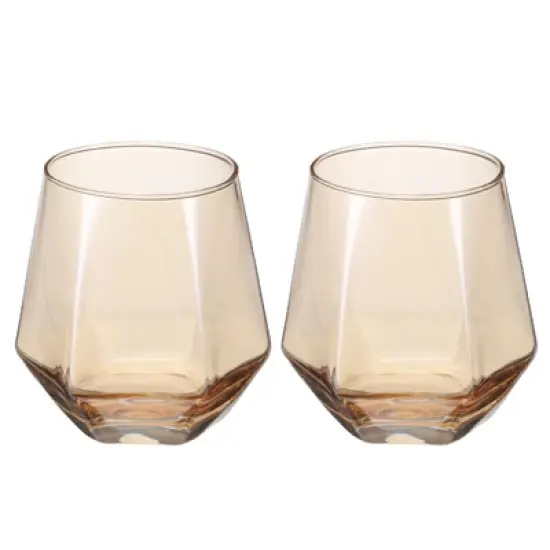 Unique Bargains Textures Walls Rims Diamond Whiskey Glasses 2 Pcs image {6}