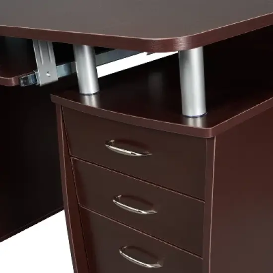 Complete Workstation Computer Desk with Storage Brown - Techni Mobili image {8}
