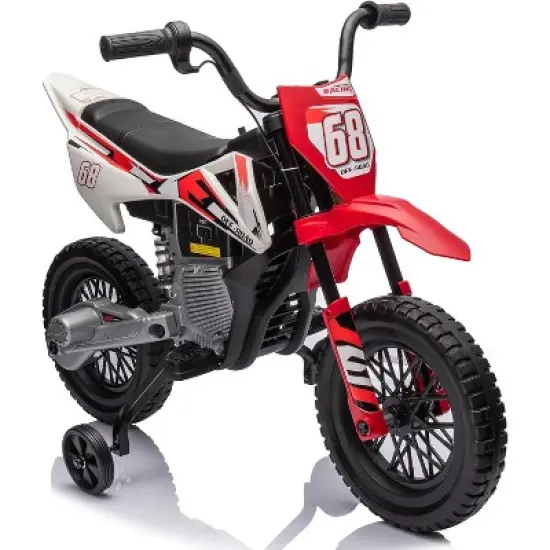 12V Kids Electric Dirt Bike with Training Wheels, Rear-Wheel Drive, Battery Powered Ride-On Motorcycle for Toddlers Ages 3+ image {10}