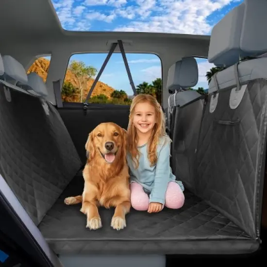 Artloge Large Back Seat Extender Scratch-Proof Dogs Backseat Protector for Dogs Pet Car Seat Cover with Hard Bottom Waterproof & Pocket image {1}