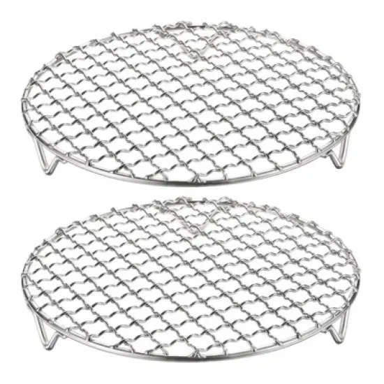 Unique Bargains Stainless Steel Round Cross Wire Barbecue Grill with Legs image {39}