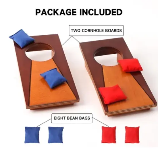 GSE 10"x5" Mini Tabletop Cornhole Toss Game Set with 8 Bean Bags, Wooden Desktop Corn Hole Game Set image {3}