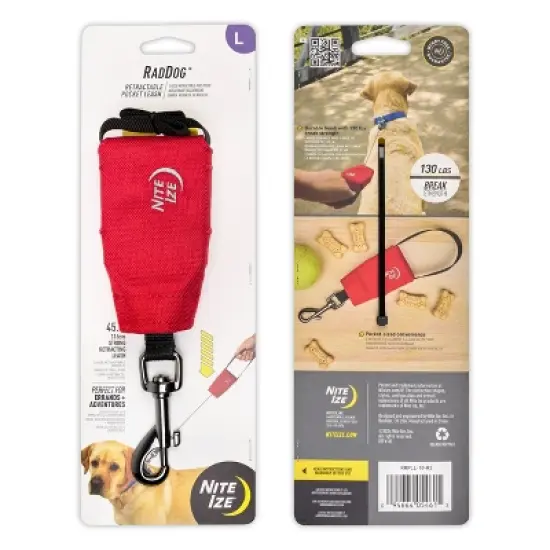 Nite Ize RadDog Retractable Pocket Leash - Red - Large image {8}