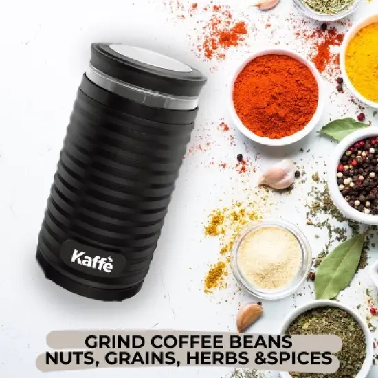 Electric Coffee Blade Grinder - Black (Cleaning Brush Included) NEW ROUND MODEL!: Kaffe, Medium to Extra Fine Grind, 3 Cup Capacity image {2}