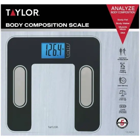 Taylor Body Composition Scale Black with Muscle Mass, Water & Fat Indicators image {5}