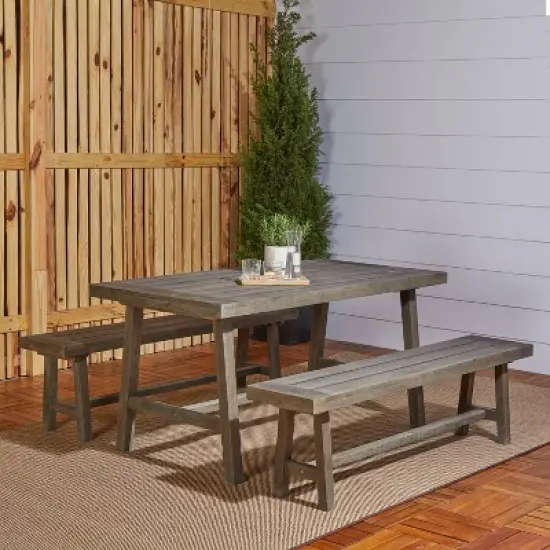 Renaissance 3pc Outdoor Patio Picnic Dining Set - Gray - Vifah image {1}