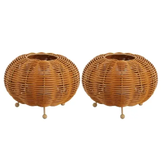 JONATHAN Y Kairi Modern Bohemian Indoor/Outdoor Faux Rattan Lantern Rechargeable/Cordless Dimmable Integrated LED Table Lamp image {7}