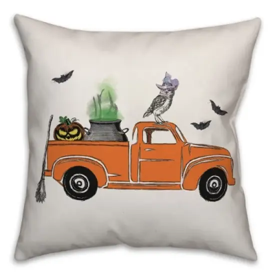 Creative Products Orange Halloween Truck 18 x 18 Indoor / Outdoor Pillow image {3}