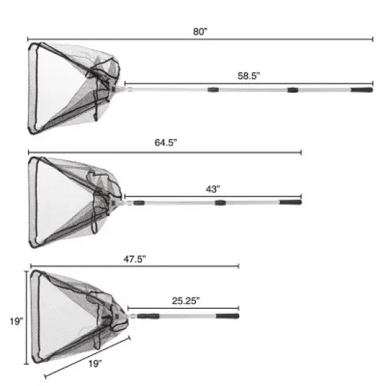 Fishing Net with Telescoping Handle- Collapsible and Adjustable Landing Net with Corrosion Resistant Handle and Carry Bag By Leisure Sports (80") image {1}
