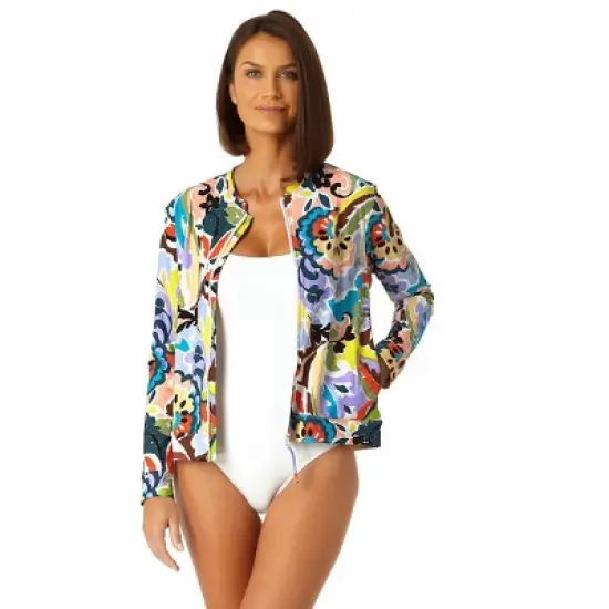 Anne Cole - Women's Long Sleeve Zip Front Rash Guard Top image {4}